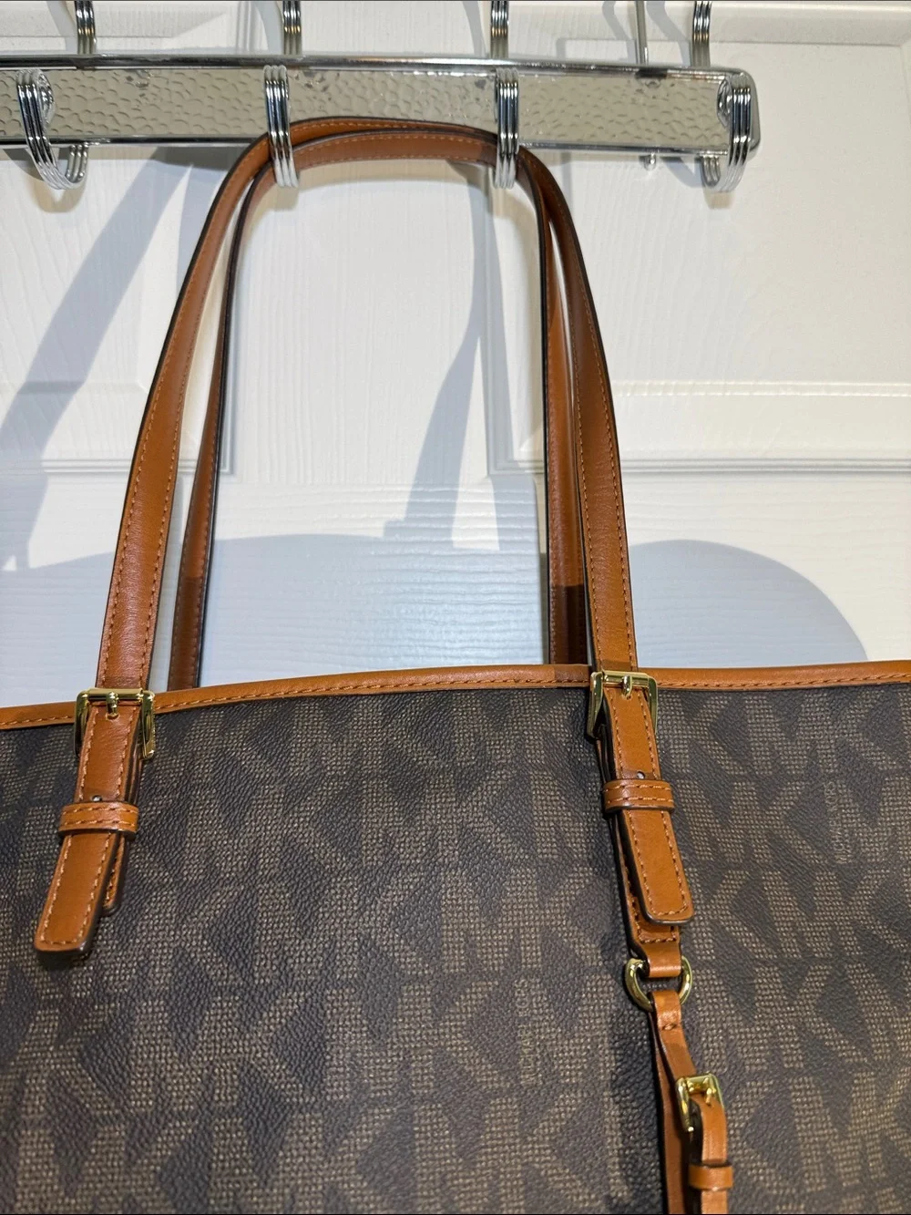Michael Kors Brown & Tan MK Logo Laptop Tote